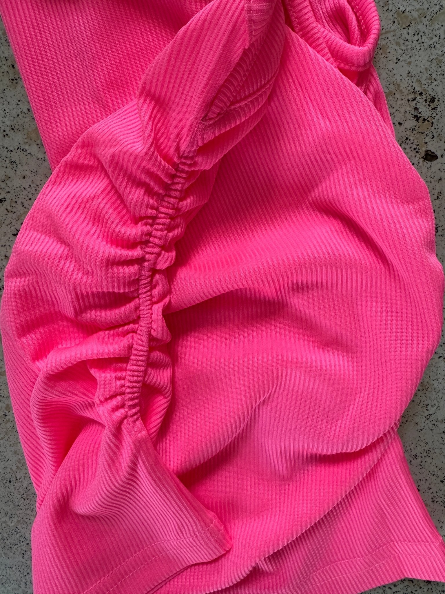 Tween Girls Neon Pink Square Neck Ruched Tank - YellowBrickRoad