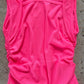 Tween Girls Neon Pink Square Neck Ruched Tank - YellowBrickRoad