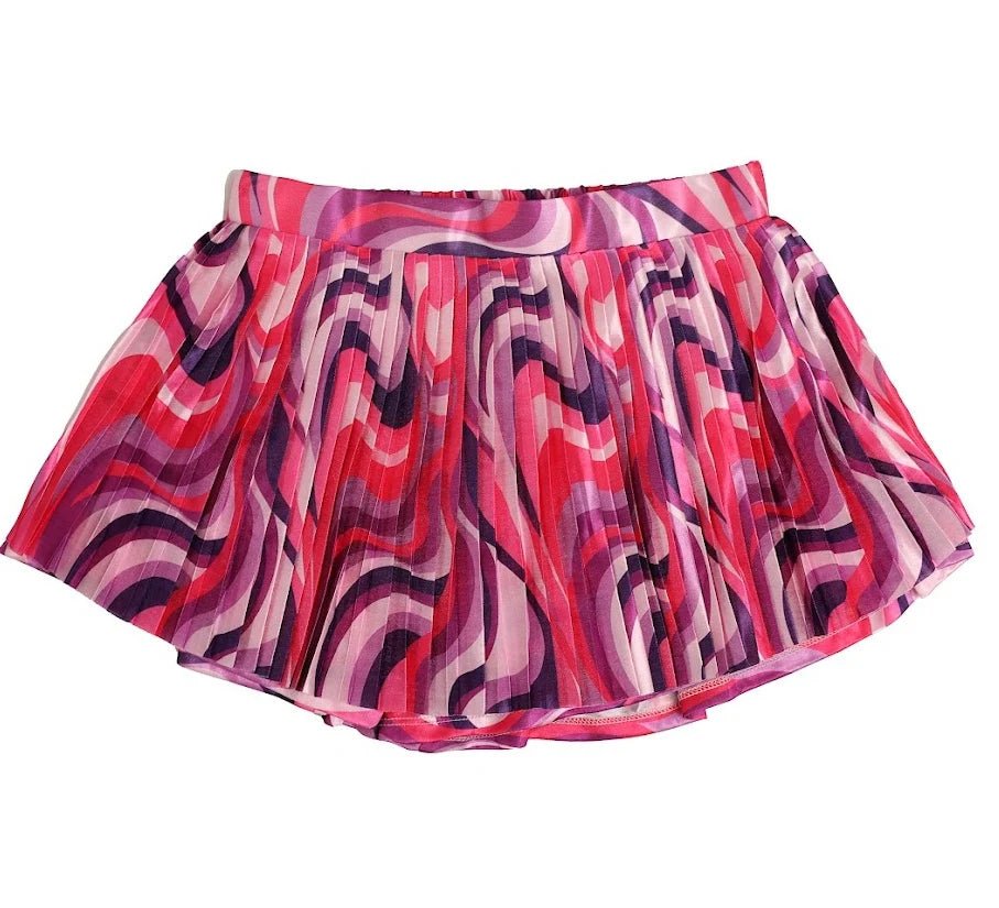 Tween Girls Pleated Skort – Pink & Purple Swirl - YellowBrickRoad