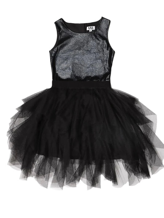 Girls Black Cascade Party Dress