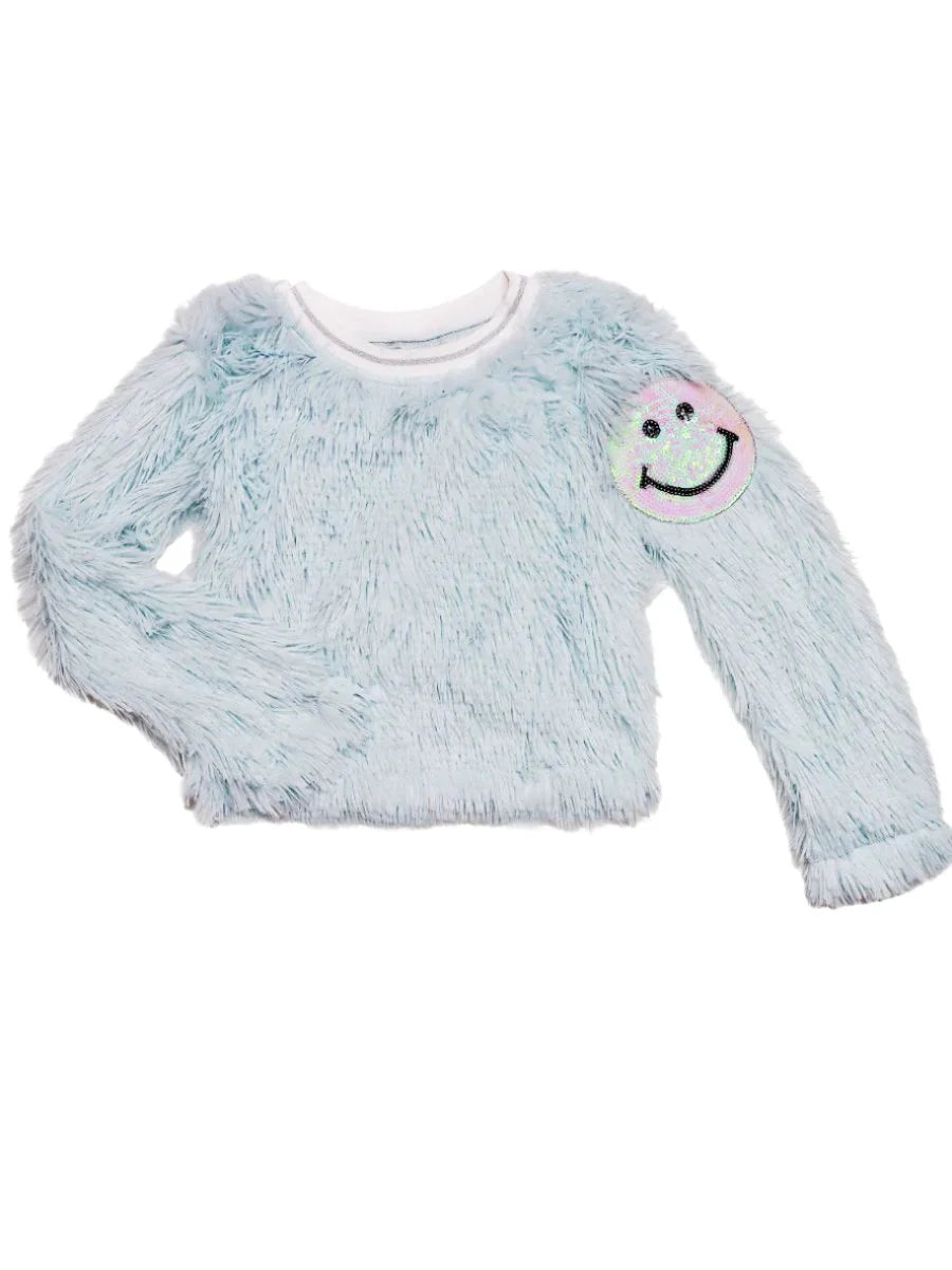 Girls Blue Shaggy Sweater