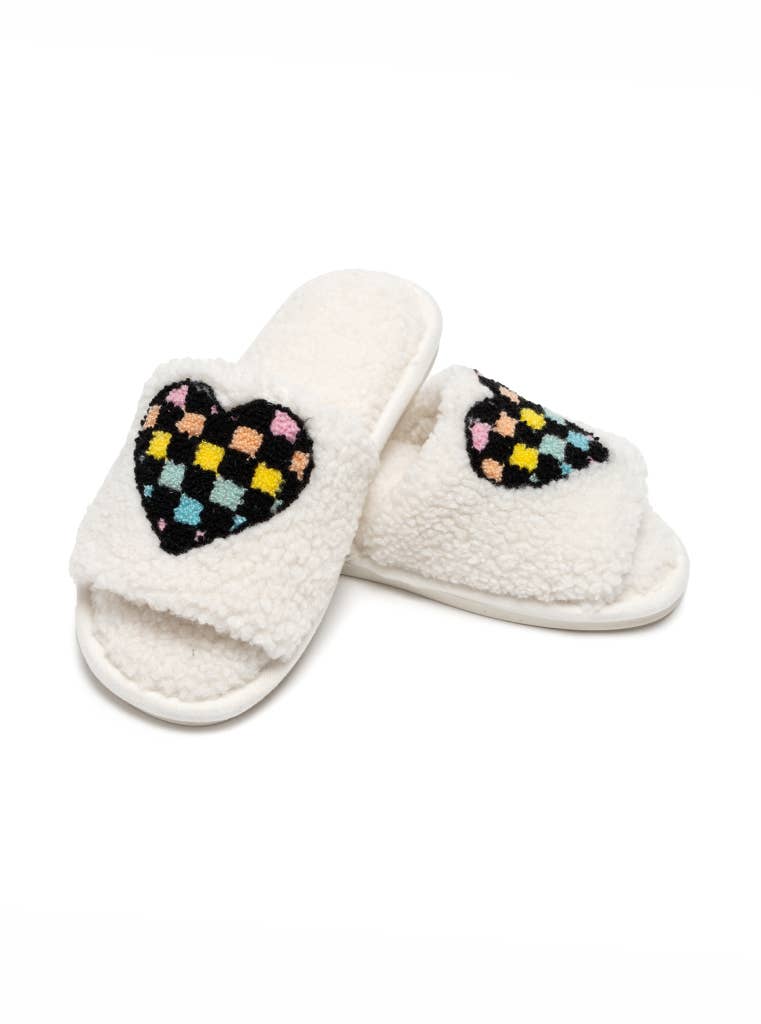 Women's Checkered Heart Slippers - YellowBrickRoad