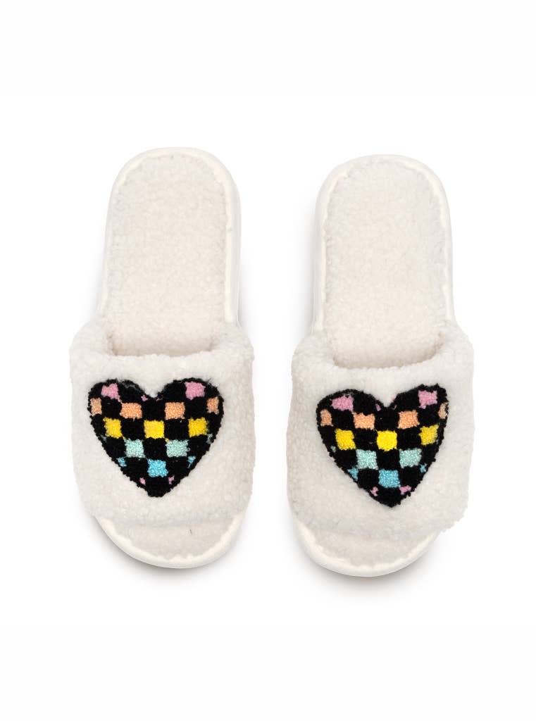 Women's Checkered Heart Slippers - YellowBrickRoad