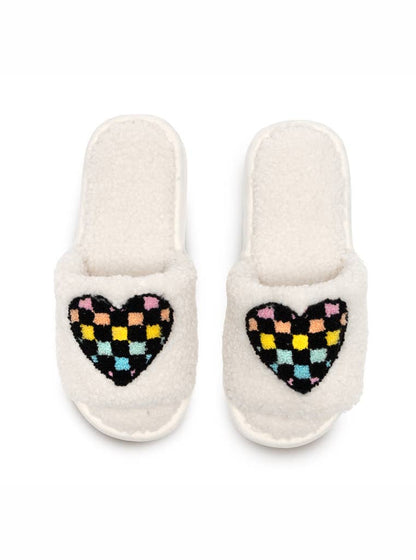 Women's Checkered Heart Slippers - YellowBrickRoad